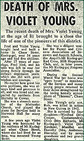 Obituary Violet Young